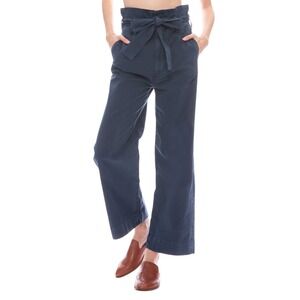 Mother Women's Wash Navy The Paperbag Greaser Ankle Wide Leg Pants Size 26